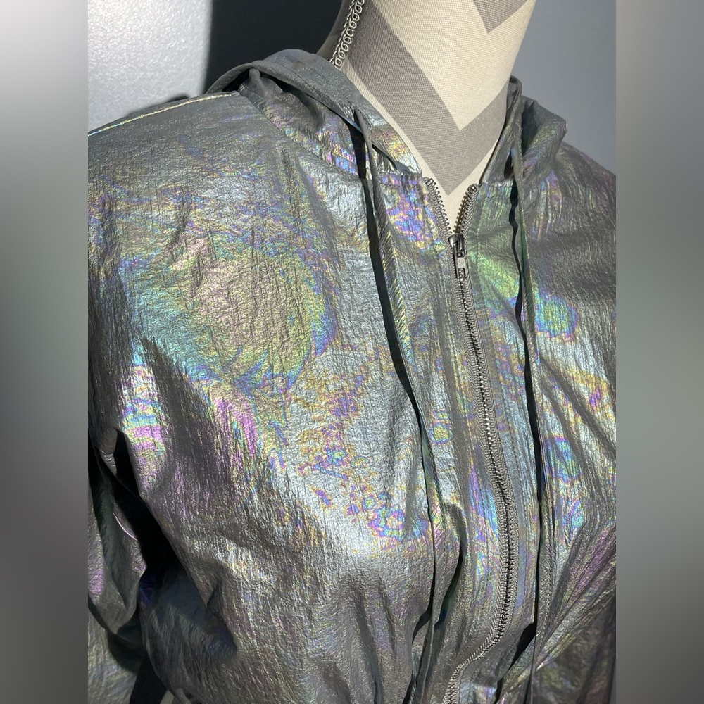 Superdown Silver Iridescent Bomber Jacket - image 7